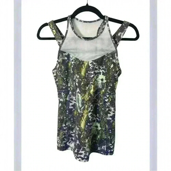 Lululemon Running In The City Tank Size 4 Floral White Multi Pistachio Leaf Mesh - Picture 3 of 7